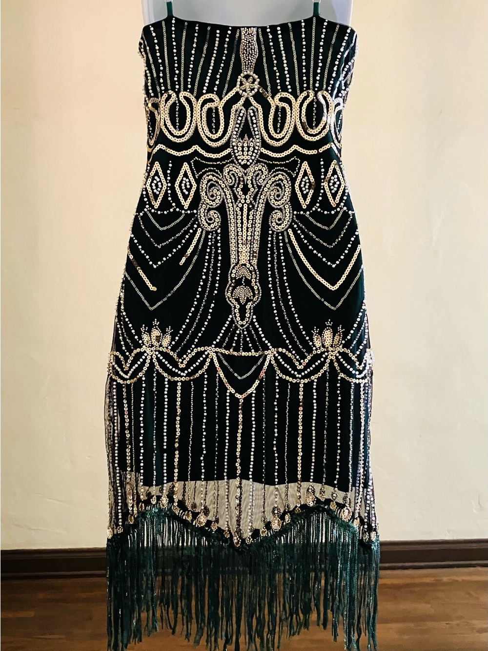 20’s Inspired Sequined Dress Emerald Green XS-S - Picture 4 of 9